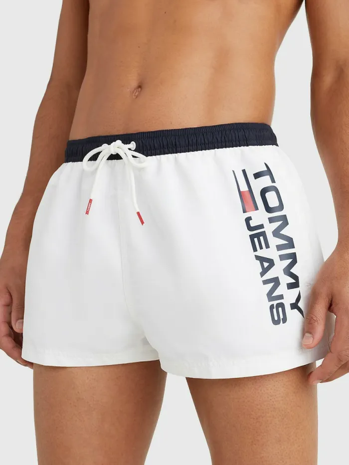Tommy Hilfiger Contrast Pocket Extra Short Length Swim Shorts White Mens Swimwear Sale Tommy Hilfiger Contrast Pocket Extra Short Length Swim Shorts White Mens Swimwear Sale
