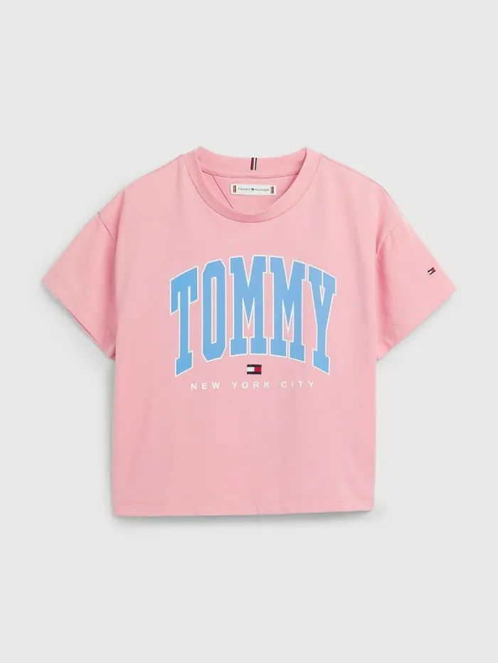 Tommy Hilfiger Contrast Varsity Logo TShirt Fresh Pink Girls Tops and TShirts Casaul Tommy Hilfiger Contrast Varsity Logo TShirt Fresh Pink Girls Tops and TShirts Casaul