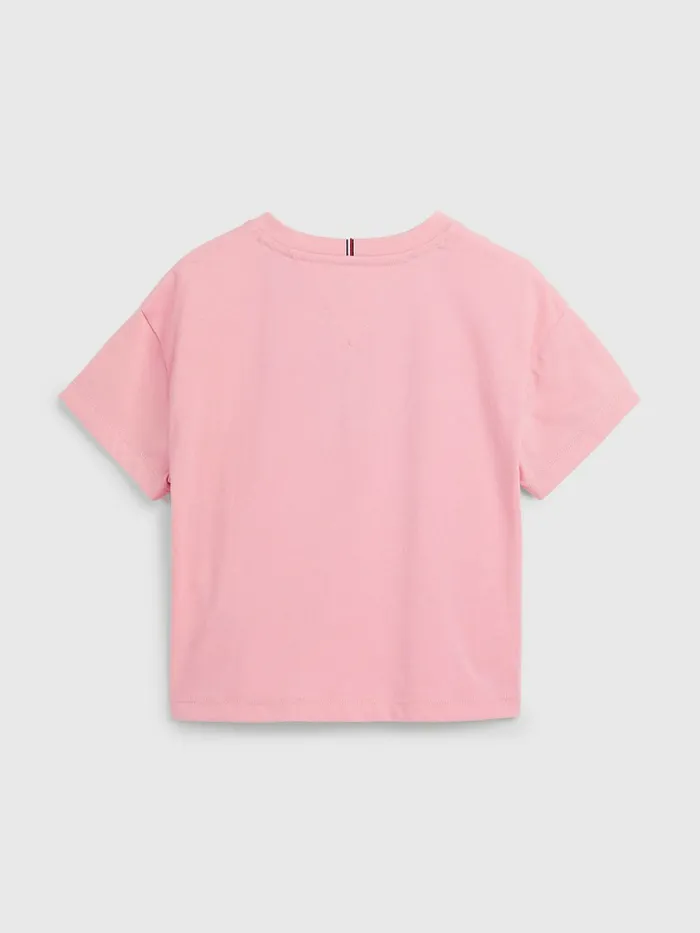 Tommy Hilfiger Contrast Varsity Logo TShirt Fresh Pink Girls Tops and TShirts Casaul