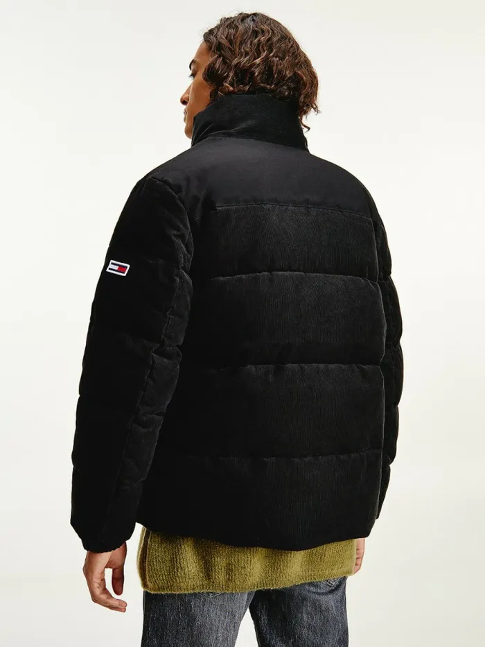 Tommy Hilfiger Corduroy Puffer Jacket Black Mens Coats and Jackets Online