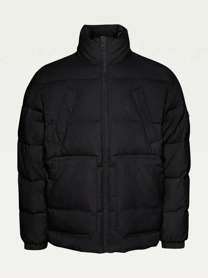 Tommy Hilfiger Corduroy Puffer Jacket Black Mens Coats and Jackets Online