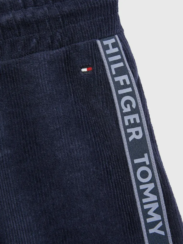 Tommy Hilfiger Corduroy Velour Logo Tape Joggers Twilight Navy Girls Trousers Shorts and Skirts Gift Ideas