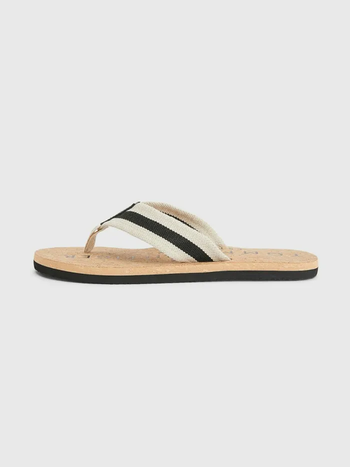 Tommy Hilfiger Cork Signature Strap FlipFlops Black Mens Sandals Sliders and Flip Flops Gift 4 You