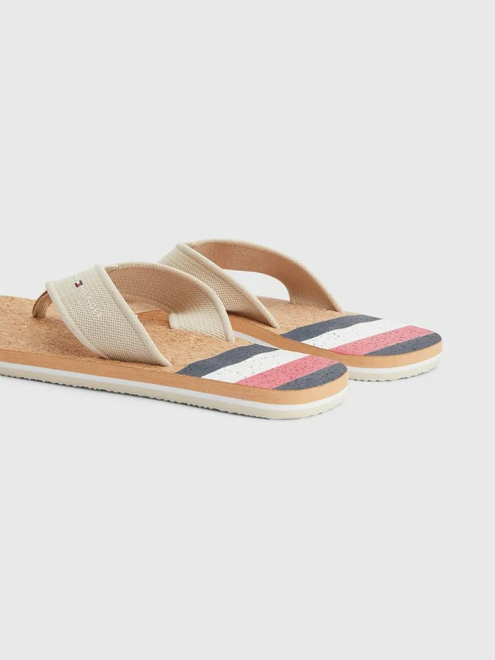 Tommy Hilfiger Cork Webbing Beach Sandals Classic Beige Mens Sandals Sliders and Flip Flops Gift Ideas