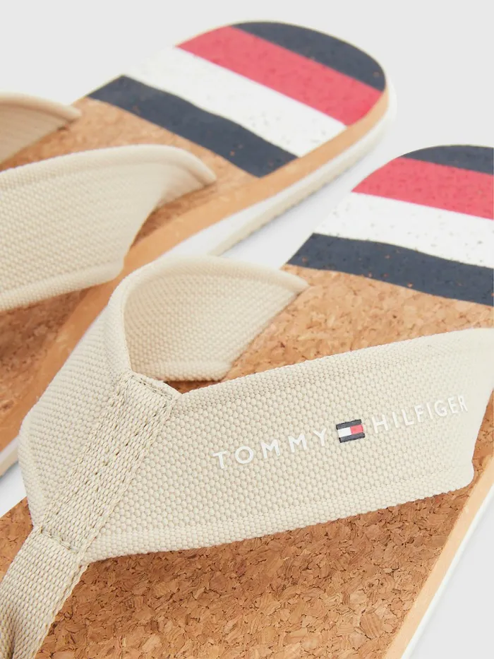 Tommy Hilfiger Cork Webbing Beach Sandals Classic Beige Mens Sandals Sliders and Flip Flops Gift Ideas