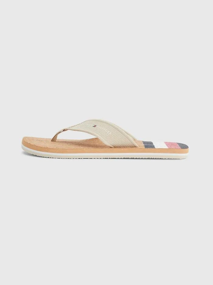 Tommy Hilfiger Cork Webbing Beach Sandals Classic Beige Mens Sandals Sliders and Flip Flops Gift Ideas