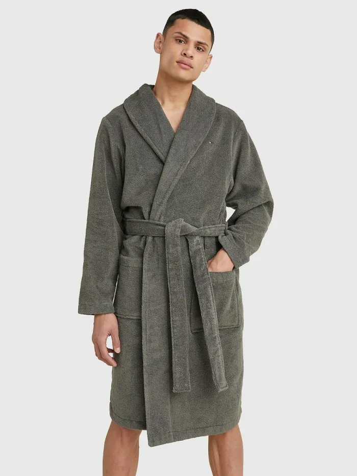 Tommy Hilfiger Cotton Towelling Bathrobe Magnet Mens Loungewear and Nightwear Tommy Hilfiger Cotton Towelling Bathrobe Magnet Mens Loungewear and Nightwear