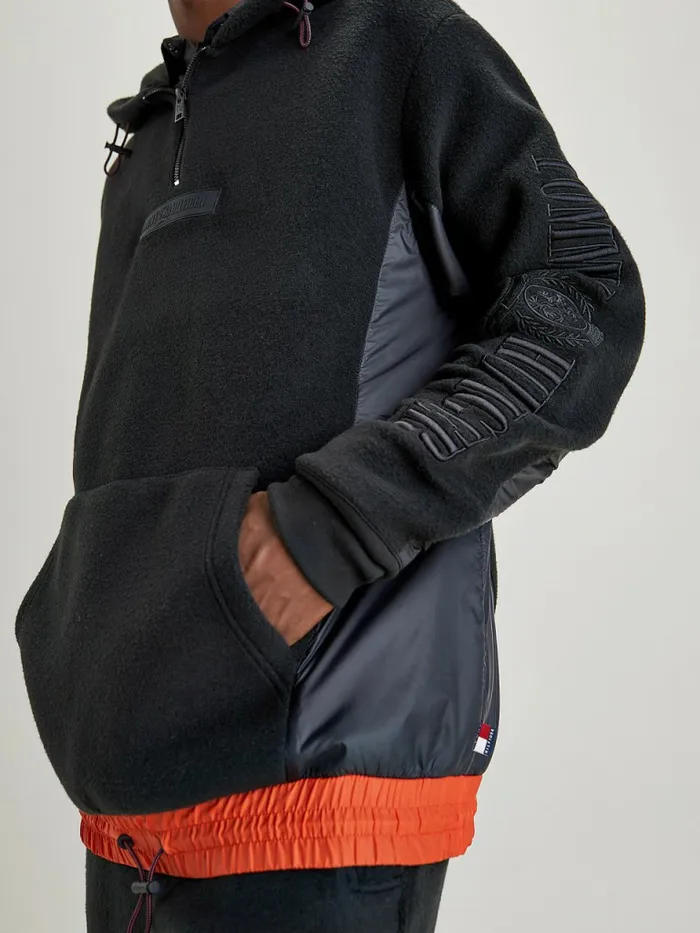 Tommy Hilfiger Crest Contrast Hem Hoody Black Mens Sweatshirts and Hoodies Sale
