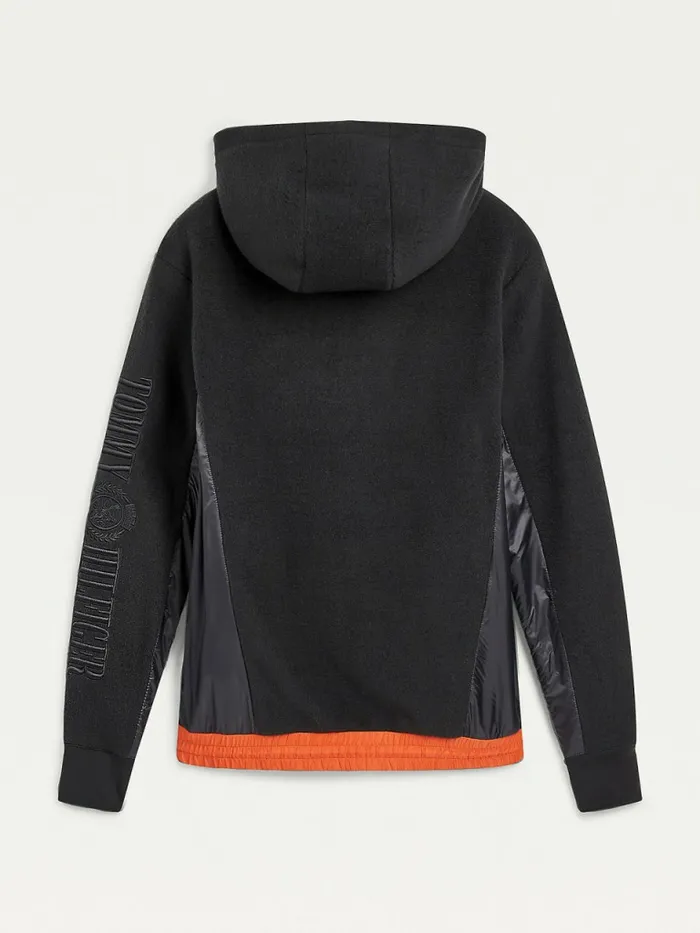 Tommy Hilfiger Crest Contrast Hem Hoody Black Mens Sweatshirts and Hoodies Sale