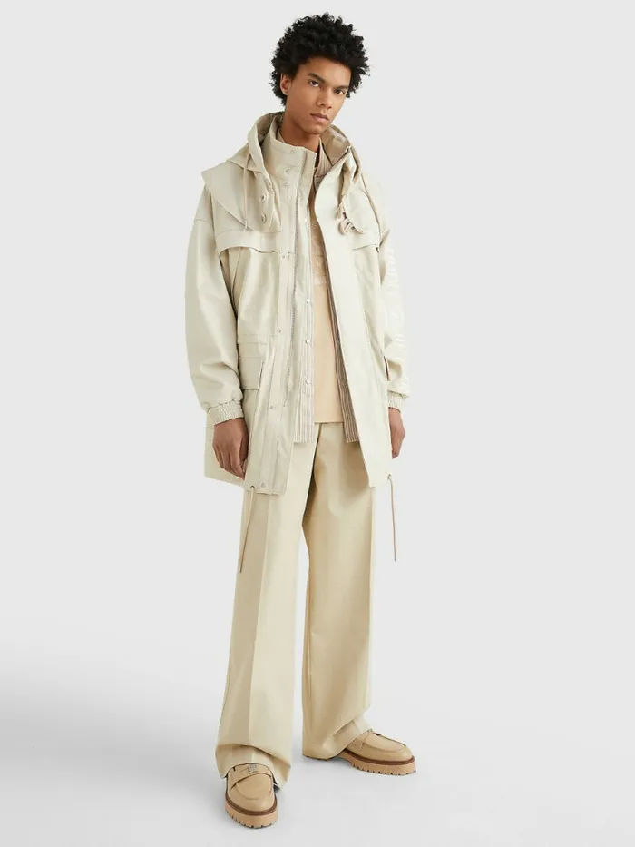 Tommy Hilfiger Crest Leather Camo Jacquard Parka Classic Beige Mens Coats and Jackets Gift Ideas