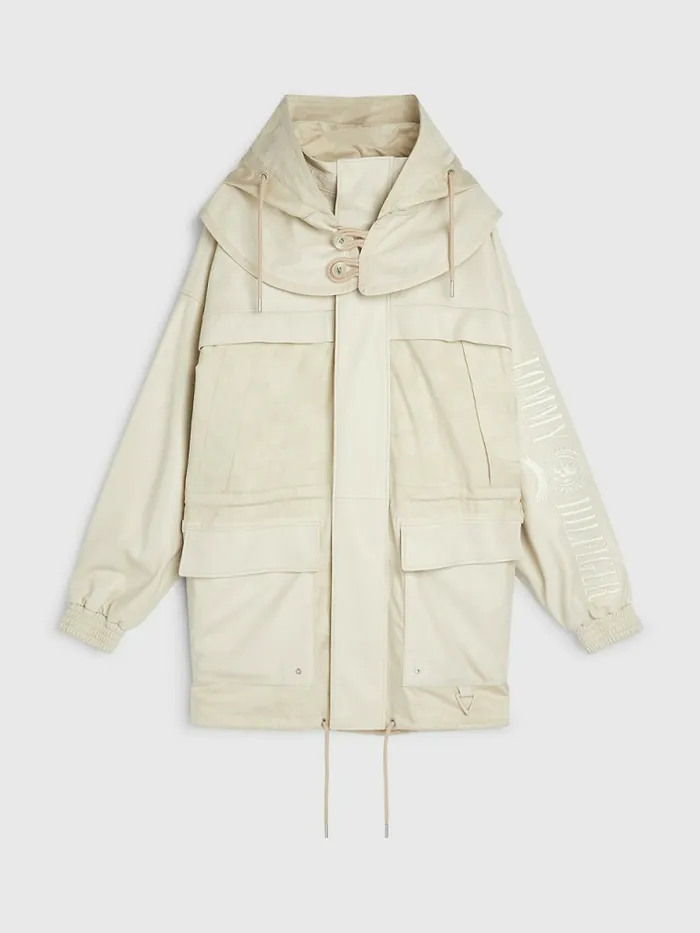 Tommy Hilfiger Crest Leather Camo Jacquard Parka Classic Beige Mens Coats and Jackets Gift Ideas