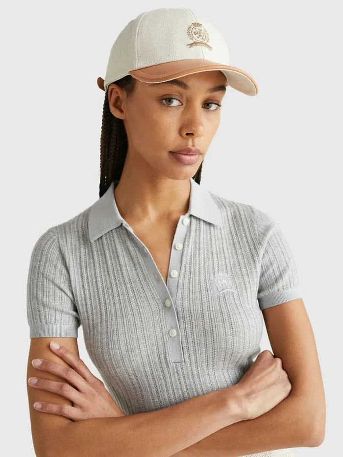 Tommy Hilfiger Crest Organic Cotton And Leather Cap Desert Sand Dune Womens Hats and Scarves Gift for Friend