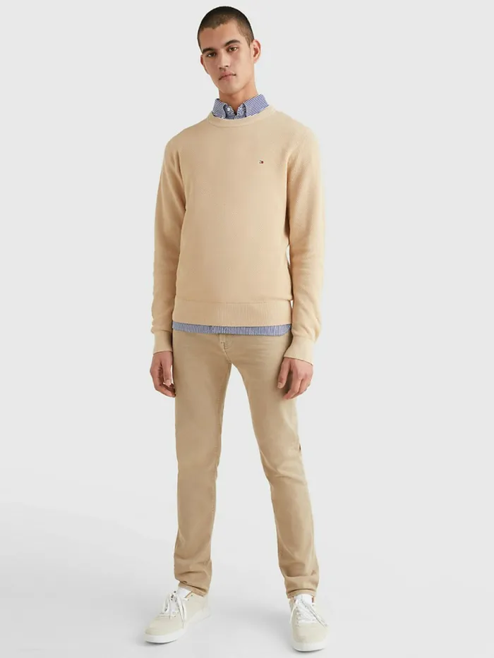Tommy Hilfiger Crew Neck Jumper Clayed Pebble Mens Knitwear Near Me