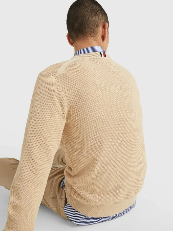 Tommy Hilfiger Crew Neck Jumper Clayed Pebble Mens Knitwear Near Me