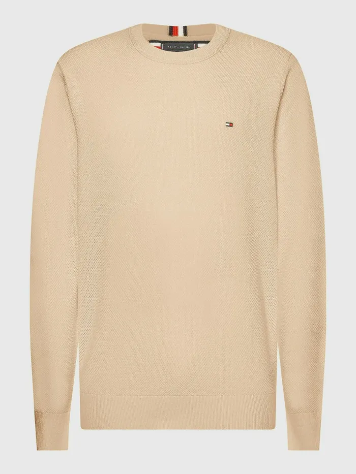 Tommy Hilfiger Crew Neck Jumper Clayed Pebble Mens Knitwear Near Me