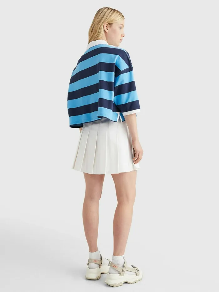 Tommy Hilfiger Cropped Stripe Rugby Polo Blue CrushMulti Womens Polo Shirts Sale