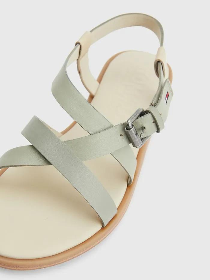 Tommy Hilfiger Crossover Straps Leather Sandals Faded Willow Womens Sandals Gift for Friend
