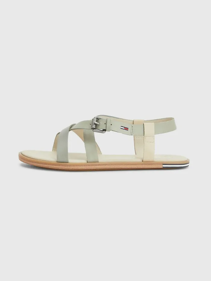 Tommy Hilfiger Crossover Straps Leather Sandals Faded Willow Womens Sandals Gift for Friend