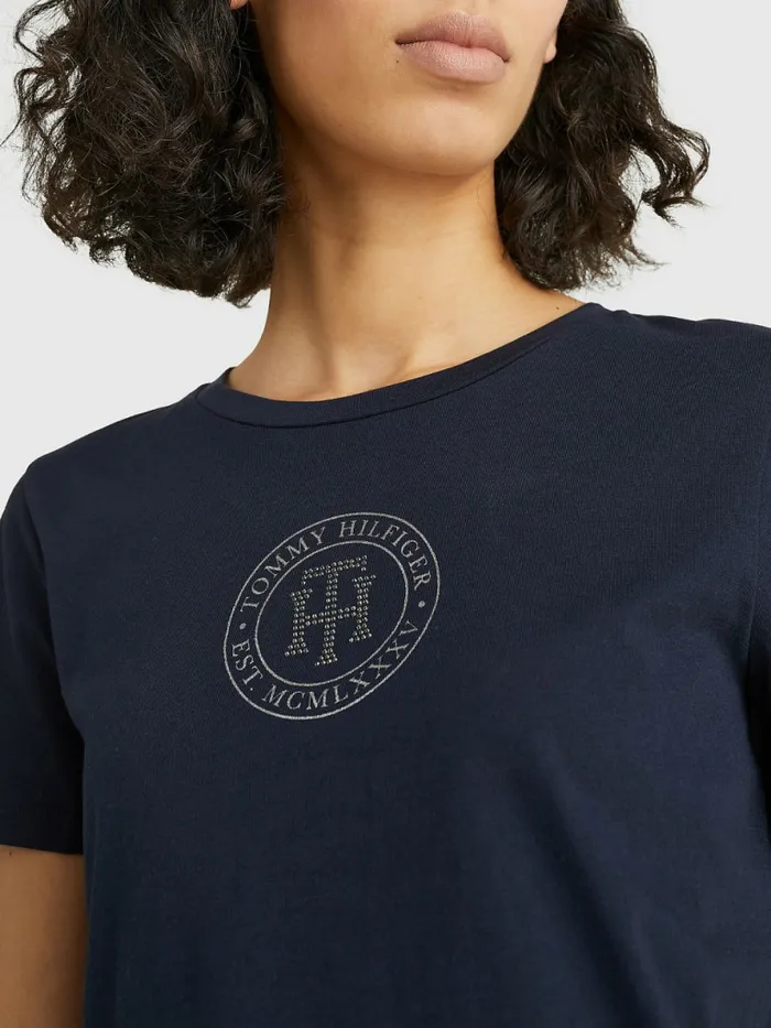Tommy Hilfiger Crystal Monogram TShirt Desert Sky Womens TShirts Cheap On Sale