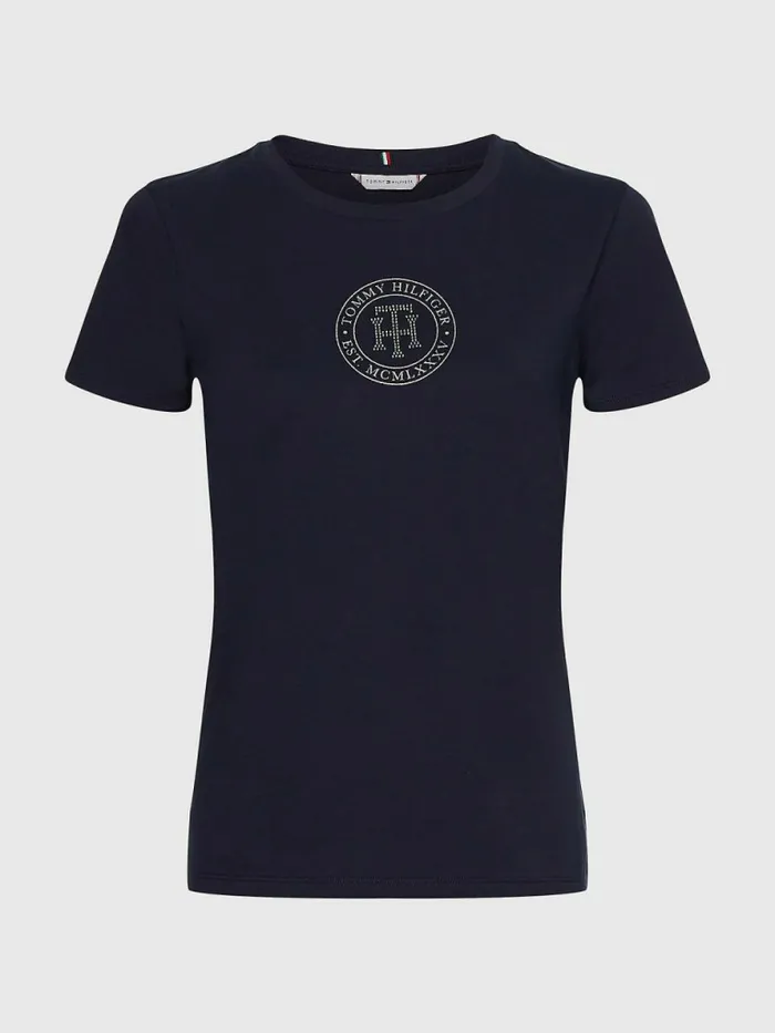 Tommy Hilfiger Crystal Monogram TShirt Desert Sky Womens TShirts Cheap On Sale