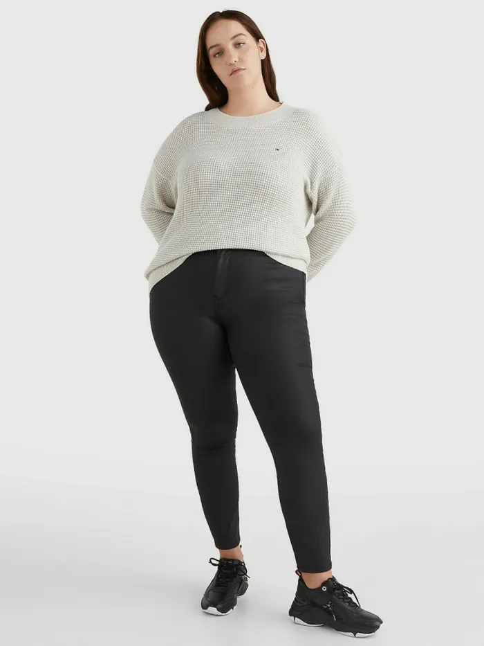 Tommy Hilfiger Curve Alpaca Wool Relaxed Fit Jumper Light Grey HeatherEcru Swt Womens Knitwear Gift Ideas