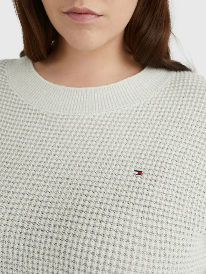 Tommy Hilfiger Curve Alpaca Wool Relaxed Fit Jumper Light Grey HeatherEcru Swt Womens Knitwear Gift Ideas