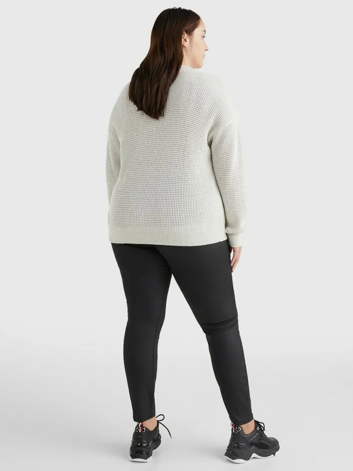 Tommy Hilfiger Curve Alpaca Wool Relaxed Fit Jumper Light Grey HeatherEcru Swt Womens Knitwear Gift Ideas
