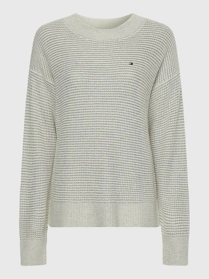 Tommy Hilfiger Curve Alpaca Wool Relaxed Fit Jumper Light Grey HeatherEcru Swt Womens Knitwear Gift Ideas