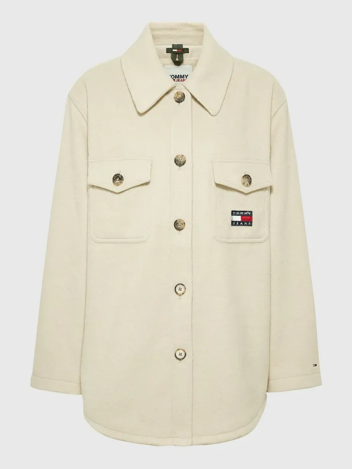 Tommy Hilfiger Curve Chest Pocket Shacket Savannah Sand Womens Coats and Jackets On Sale