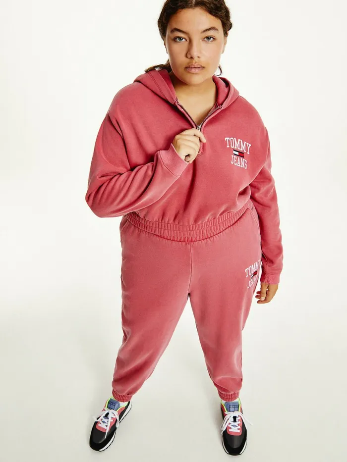 Tommy Hilfiger Curve College Crop Hoody Cranberry Crush Womens Sweatshirts and Hoodies Popular Tommy Hilfiger Curve College Crop Hoody Cranberry Crush Womens Sweatshirts and Hoodies Popular