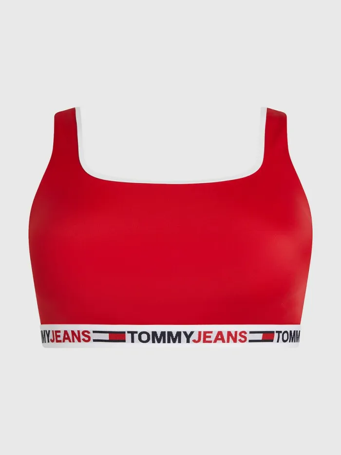 Tommy Hilfiger Curve ColourBlocked Logo Bikini Bralette Primary Red Womens Curve Fashion Tommy Hilfiger Curve ColourBlocked Logo Bikini Bralette Primary Red Womens Curve Fashion
