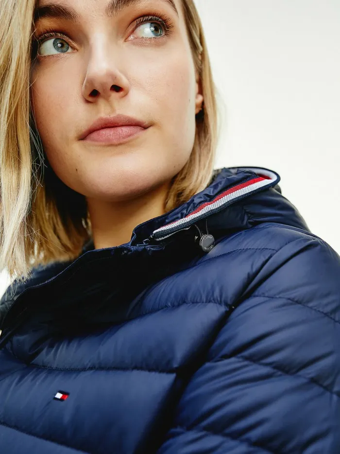 Tommy Hilfiger Curve Essential Removable Hood Down Jacket Desert Sky Womens Coats and Jackets Online