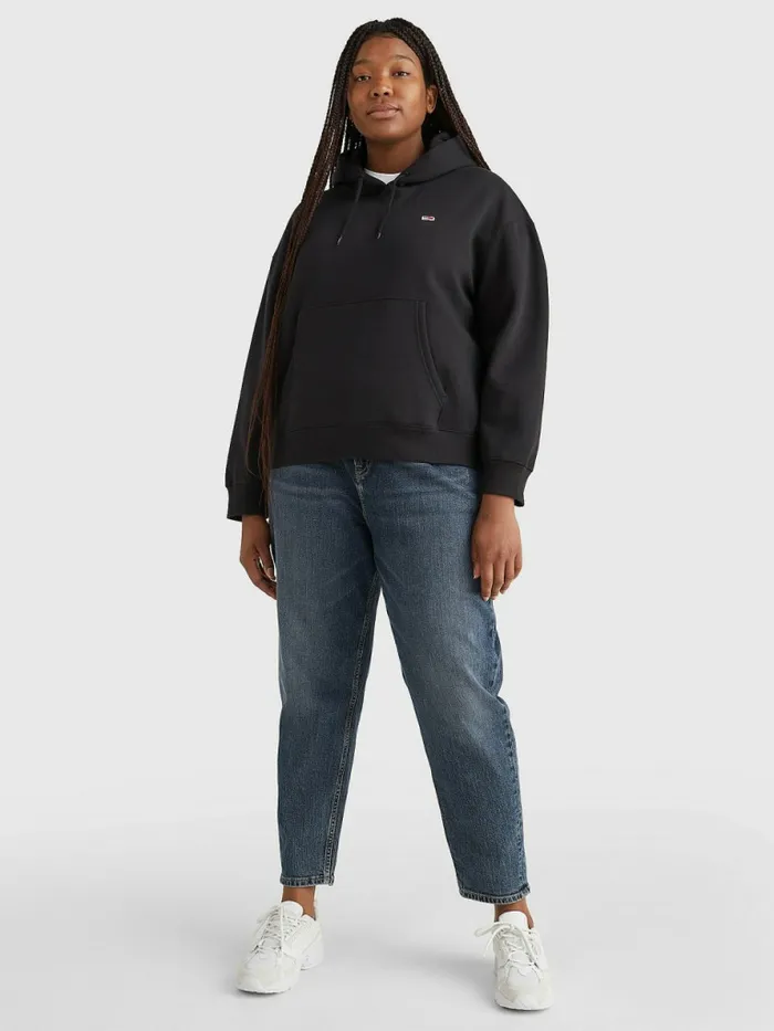 Tommy Hilfiger Curve Fleece Hoody Black Womens Sweatshirts and Hoodies Casaul Tommy Hilfiger Curve Fleece Hoody Black Womens Sweatshirts and Hoodies Casaul