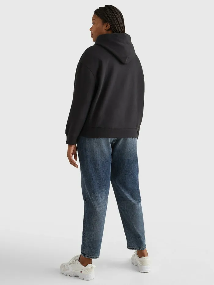 Tommy Hilfiger Curve Fleece Hoody Black Womens Sweatshirts and Hoodies Casaul