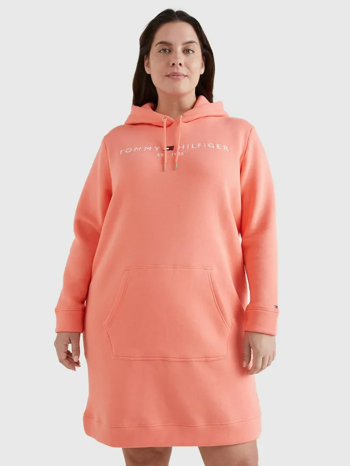 Tommy Hilfiger Curve Logo Hoody Dress Coral Blossom Womens Dresses and Jumpsuits Gift Ideas Tommy Hilfiger Curve Logo Hoody Dress Coral Blossom Womens Dresses and Jumpsuits Gift Ideas