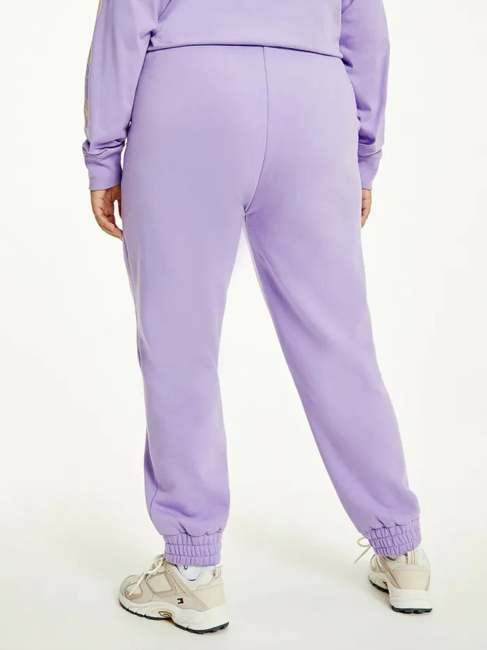 Tommy Hilfiger Curve Logo Recycled Cotton Blend Joggers Violet Viola Womens Trousers