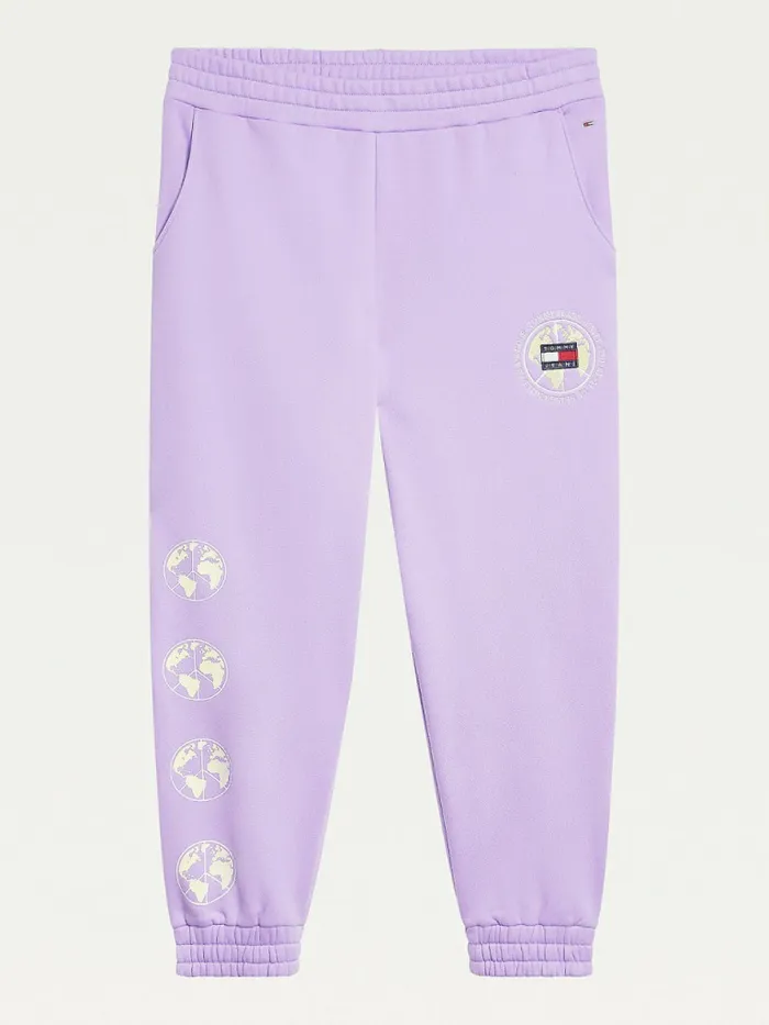 Tommy Hilfiger Curve Logo Recycled Cotton Blend Joggers Violet Viola Womens Trousers