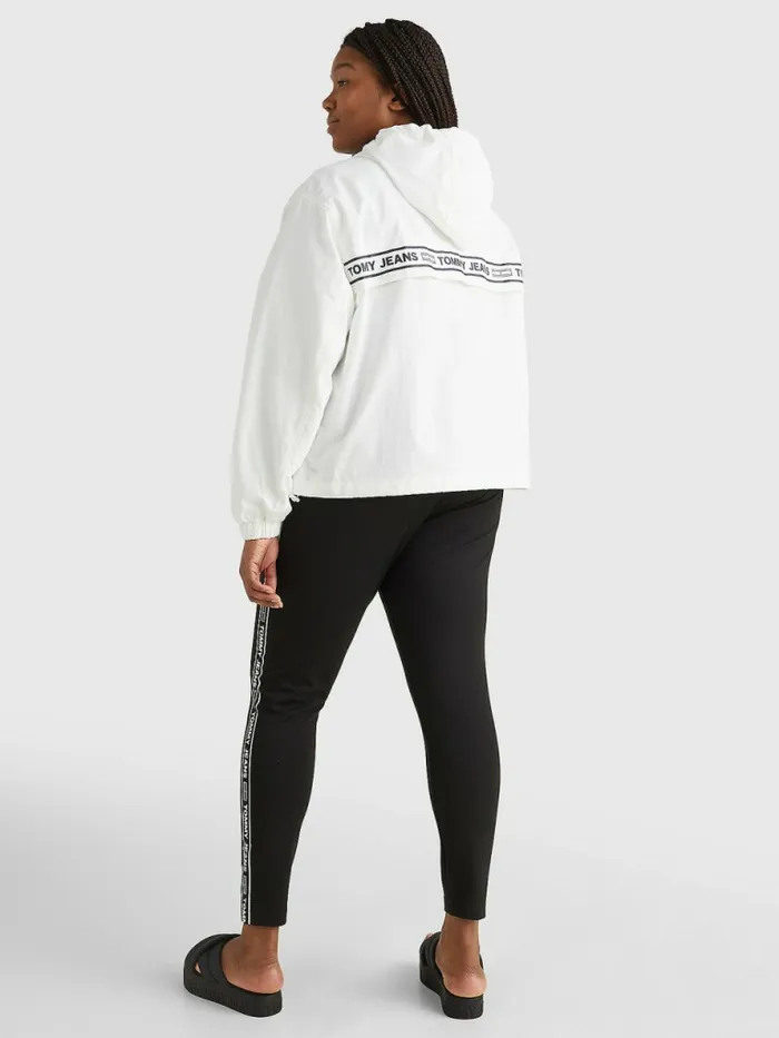 Tommy Hilfiger Curve Logo Tape Chicago Windbreaker White Womens Coats and Jackets Online
