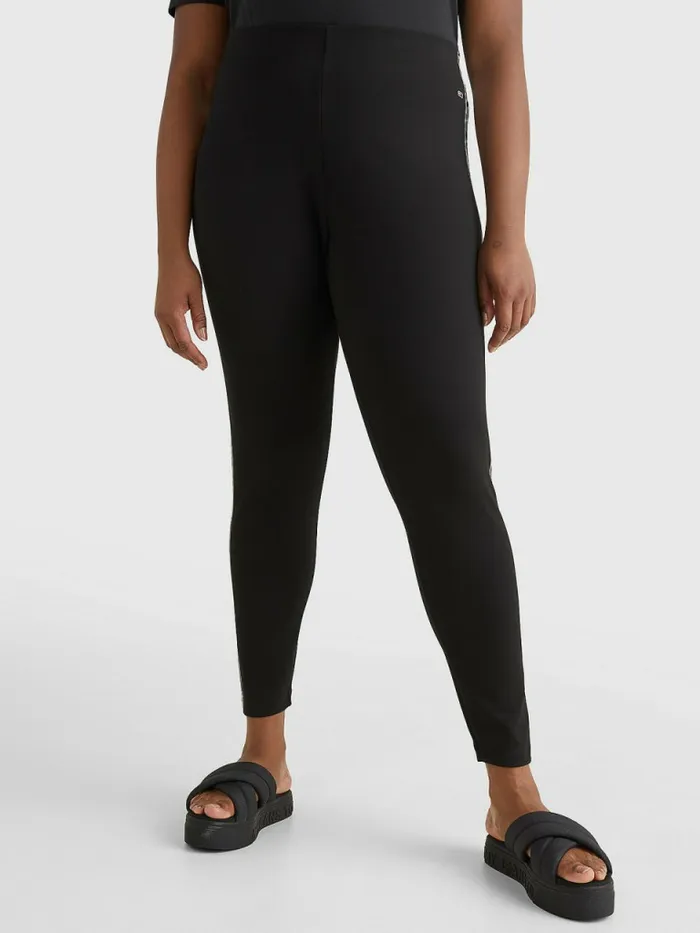 Tommy Hilfiger Curve Logo Tape Skinny Fit Leggings Black Womens Curve Fashion Tommy Hilfiger Curve Logo Tape Skinny Fit Leggings Black Womens Curve Fashion