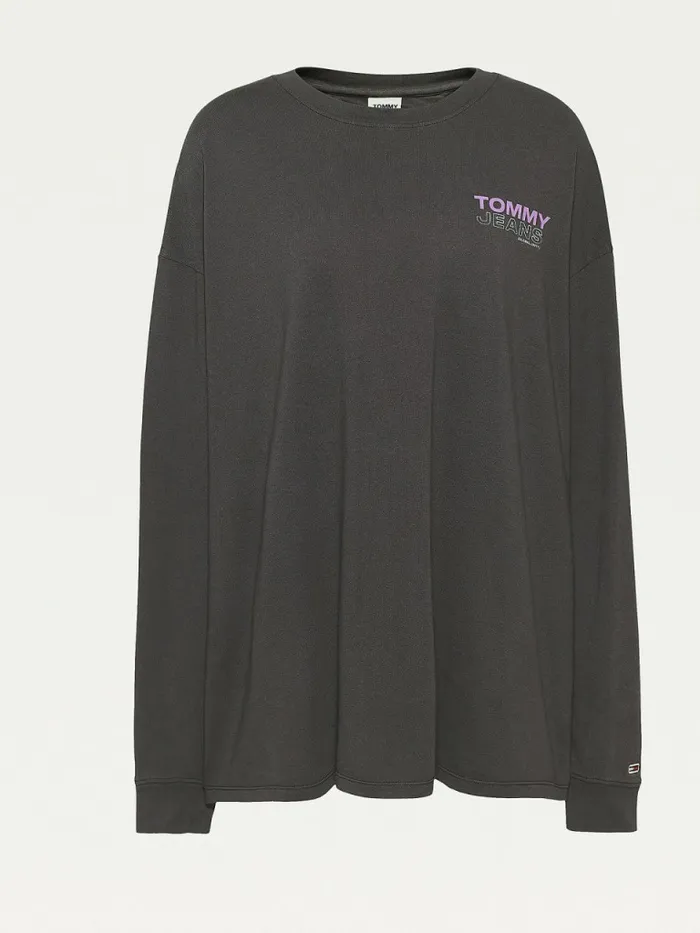 Tommy Hilfiger Curve Long Sleeve Oversized Fit TShirt Black Womens TShirts Gift Ideas