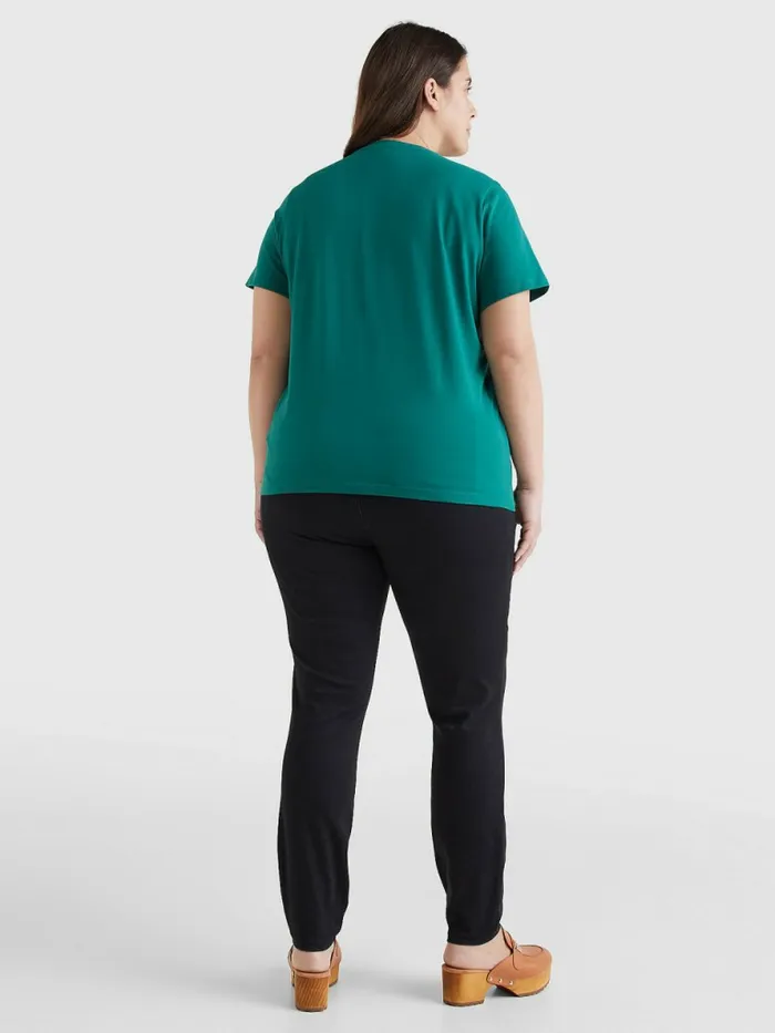 Tommy Hilfiger Curve Organic Cotton Logo TShirt Tropical Emerald Womens Curve Fashion