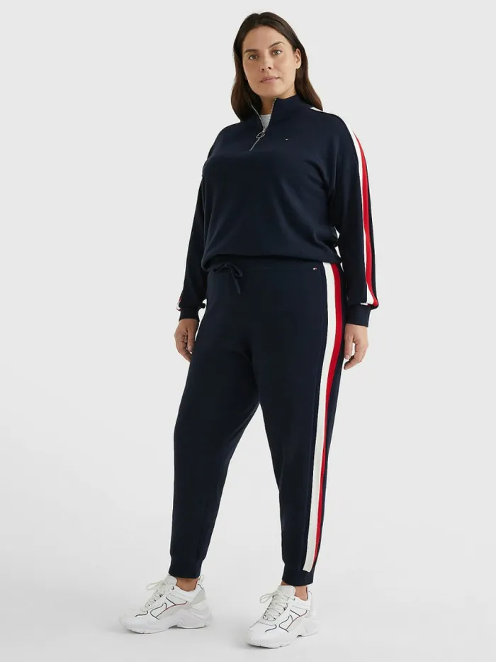 Tommy Hilfiger Curve Organic Cotton Stripe Joggers Desert Sky Womens Trousers