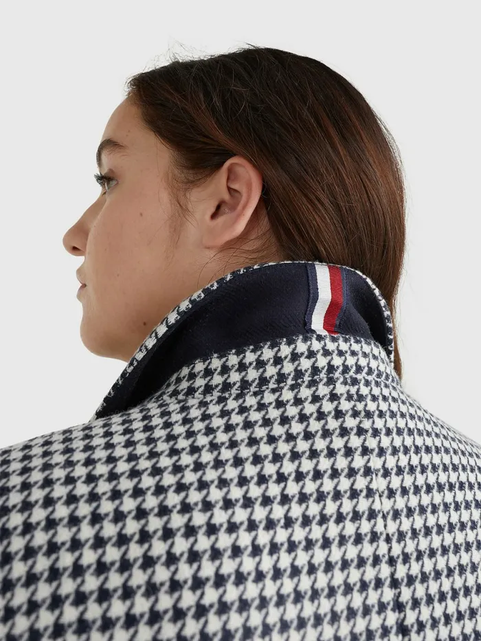Tommy Hilfiger Curve Recycled Wool Blend Houndstooth Coat Small HoundstoothDesert Sky Ecru Womens Coats and Jackets Gift Ideas