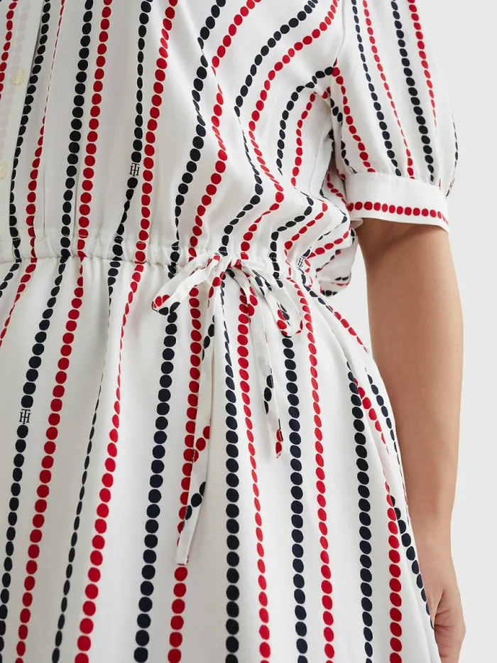 Tommy Hilfiger Curve Relaxed Dot Fit and Flare Dress Polka Dot StpWhite Ground Womens Dresses and Jumpsuits On Sale