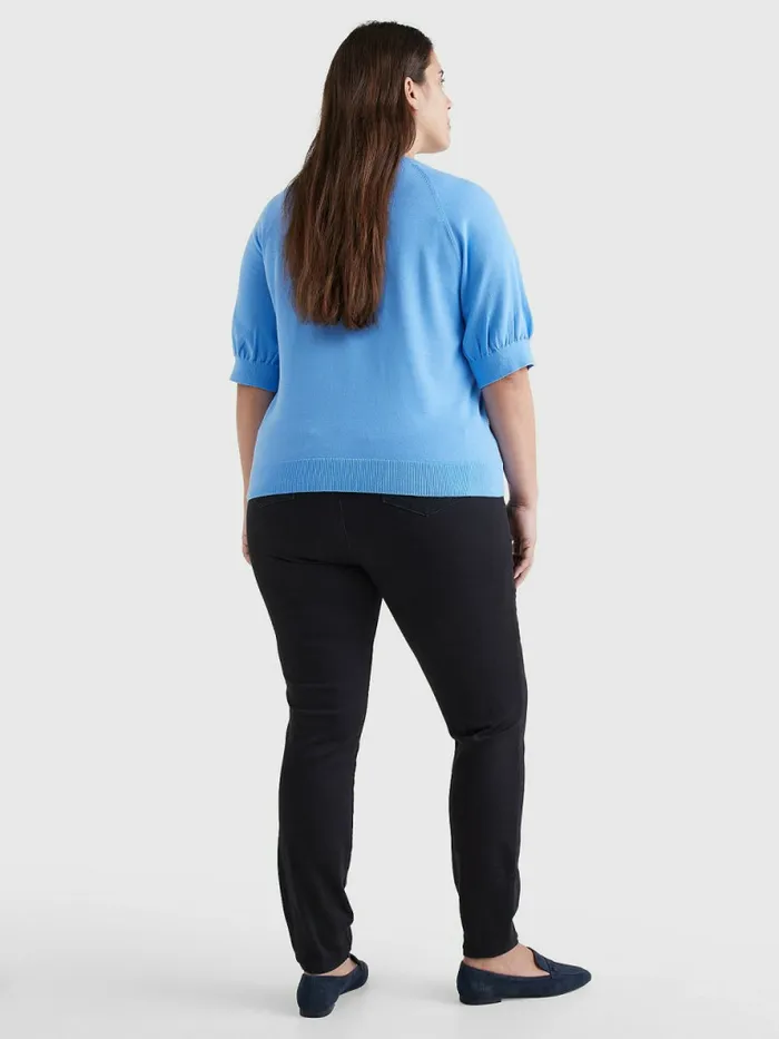 Tommy Hilfiger Curve Short Puff Sleeve Jumper Hydrangea Blue Womens Curve Fashion