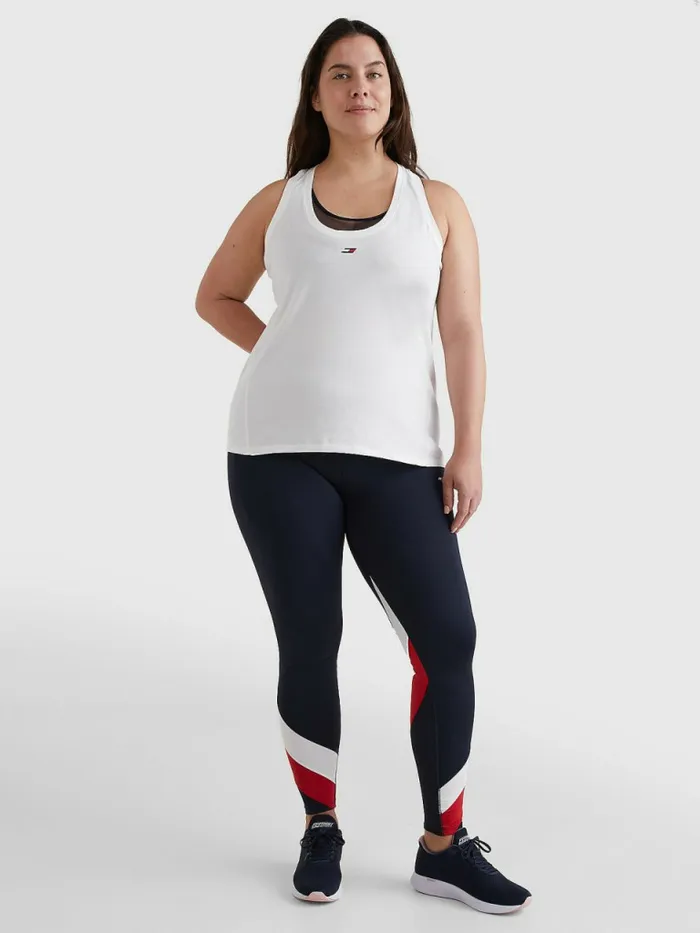 Tommy Hilfiger Curve Sport Organic Cotton Tank Top Ecru Womens TShirts Casaul