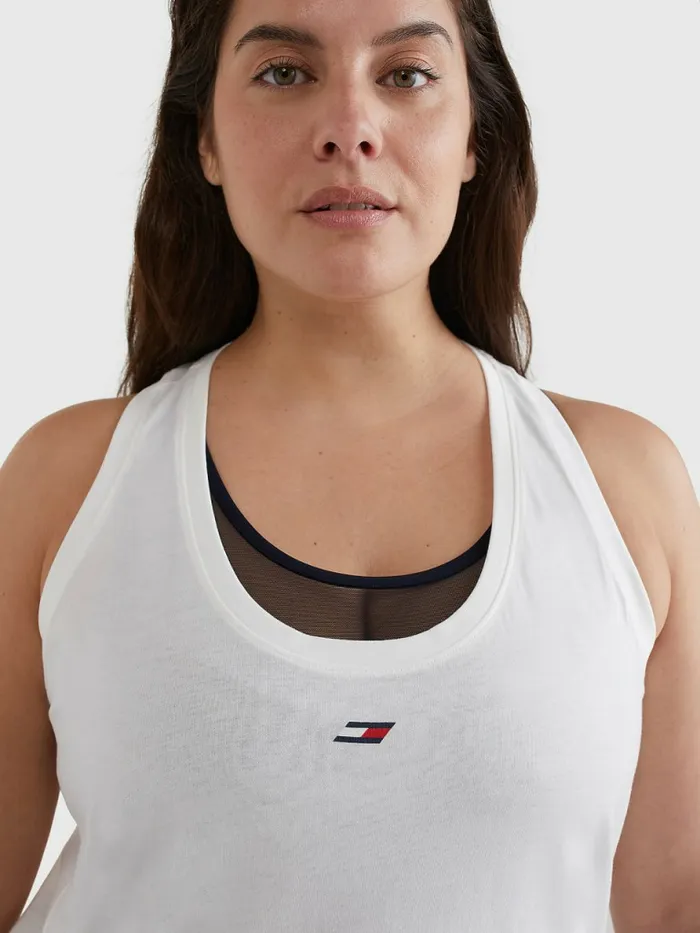 Tommy Hilfiger Curve Sport Organic Cotton Tank Top Ecru Womens TShirts Casaul