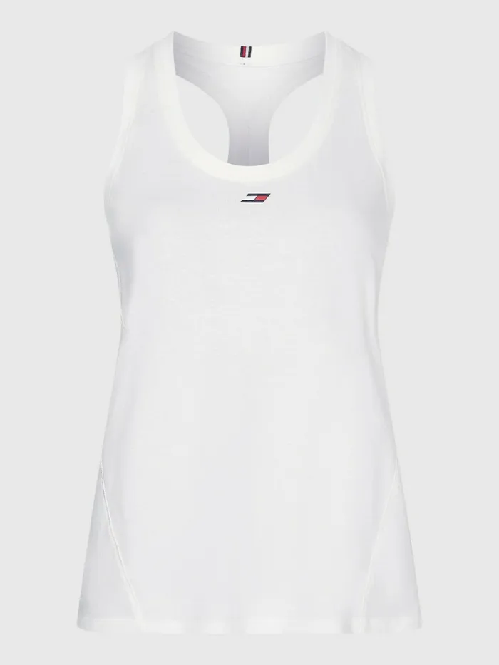 Tommy Hilfiger Curve Sport Organic Cotton Tank Top Ecru Womens TShirts Casaul