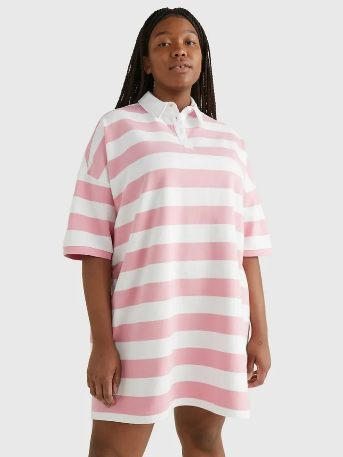 Tommy Hilfiger Curve Stripe Terry Rugby Polo Dress Fresh PinkMulti Womens Dresses and Jumpsuits Fashion Tommy Hilfiger Curve Stripe Terry Rugby Polo Dress Fresh PinkMulti Womens Dresses and Jumpsuits Fashion