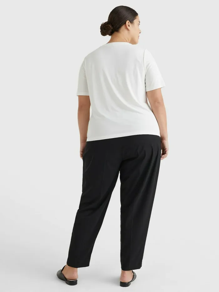 Tommy Hilfiger Curve Sueded Crest TShirt Sueded Ecru Womens TShirts Cheap On Sale